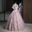 Charming Lavender Appliques Beading Pearl Sequins Prom Dresses 2023 A-Line / Princess Off-The-Shoulder Sleeveless Backless Floor-Length / Long Prom Formal Dresses