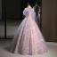 Charming Lavender Appliques Beading Pearl Sequins Prom Dresses 2023 A-Line / Princess Off-The-Shoulder Sleeveless Backless Floor-Length / Long Prom Formal Dresses