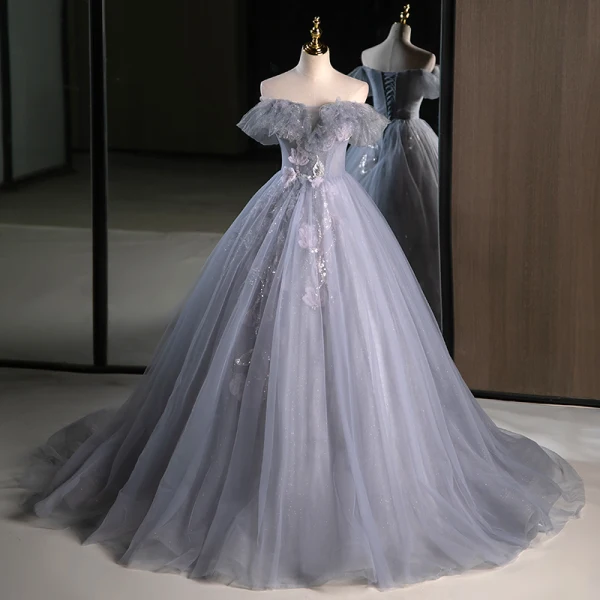 Charmant Grau Perlenstickerei Pailletten Ballkleider 2023 Ballkleid Bandeau Ärmellos Rückenfreies Lange Festliche Kleider
