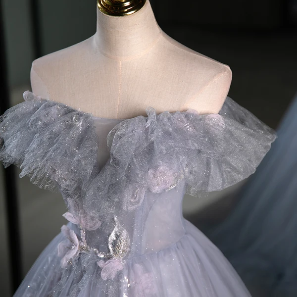 Charmant Grau Perlenstickerei Pailletten Ballkleider 2023 Ballkleid Bandeau Ärmellos Rückenfreies Lange Festliche Kleider