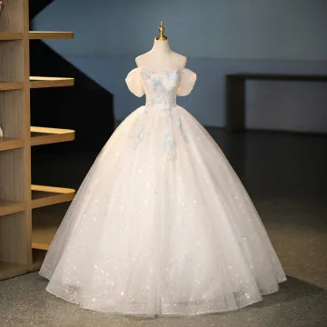 Fashion Ivory Beading Sequins Appliques Prom Dresses 2025 Ball Gown Off The Shoulder Short Sleeve Backless Floor Length Long Prom Formal Dresses