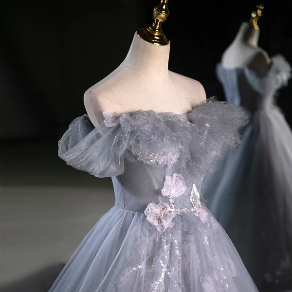 Charmant Grau Perlenstickerei Pailletten Ballkleider 2023 Ballkleid Bandeau Ärmellos Rückenfreies Lange Festliche Kleider