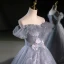 Charmant Grau Perlenstickerei Pailletten Ballkleider 2023 Ballkleid Bandeau Ärmellos Rückenfreies Lange Festliche Kleider