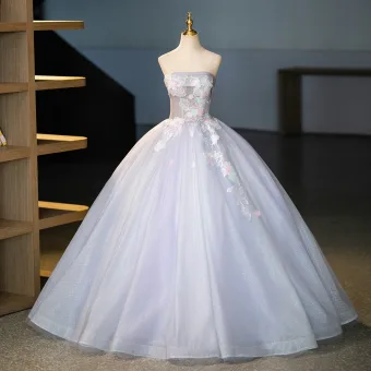 Hermoso Espliego Lentejuelas Con Encaje Flor Apliques Vestidos De Gala 2025 Ball Gown Sin Tirantes Sin Mangas Sin Espalda Largos Gala Vestidos Formales