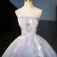 Chic / Beautiful Lavender Sequins Lace Flower Appliques Prom Dresses 2025 Ball Gown Strapless Sleeveless Backless Floor-Length / Long Prom Formal Dresses