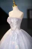 Chic / Beautiful Lavender Sequins Lace Flower Appliques Prom Dresses 2025 Ball Gown Strapless Sleeveless Backless Floor-Length / Long Prom Formal Dresses
