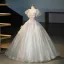 Flower Fairy Sage Green Lace Flower Appliques Prom Dresses 2025 Ball Gown Scoop Neck Puffy Short Sleeve Backless Prom Floor-Length / Long Formal Dresses