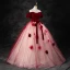 Elegant Burgundy Appliques Prom Dresses 2023 Ball Gown Square Neckline Short Sleeve Backless Bow Sash Floor-Length / Long Formal Dresses