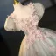 Flower Fairy Sage Green Lace Flower Appliques Prom Dresses 2025 Ball Gown Scoop Neck Puffy Short Sleeve Backless Prom Floor-Length / Long Formal Dresses