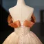 Élégant Beige Faux Diamant En Dentelle Fleur Robe De Bal 2025 Robe Boule Bustier Noeud Sans Manches Dos Nu Longue Promo Robe De Ceremonie