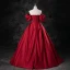 Elegant Burgundy Satin Prom Dresses 2023 Ball Gown Square Neckline Puffy Short Sleeve Backless Floor-Length / Long Prom Formal Dresses