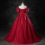 Elegante Burgunderrot Satin Ballkleider 2023 Ballkleid Off Shoulder Geschwollenes Kurze Ärmel Rückenfreies Lange Ball Festliche Kleider