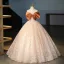 Élégant Beige Faux Diamant En Dentelle Fleur Robe De Bal 2025 Robe Boule Bustier Noeud Sans Manches Dos Nu Longue Promo Robe De Ceremonie