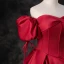 Elegante Burgunderrot Satin Ballkleider 2023 Ballkleid Off Shoulder Geschwollenes Kurze Ärmel Rückenfreies Lange Ball Festliche Kleider