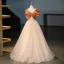 Élégant Beige Faux Diamant En Dentelle Fleur Robe De Bal 2025 Robe Boule Bustier Noeud Sans Manches Dos Nu Longue Promo Robe De Ceremonie