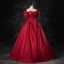 Elegante Burgunderrot Satin Ballkleider 2023 Ballkleid Off Shoulder Geschwollenes Kurze Ärmel Rückenfreies Lange Ball Festliche Kleider