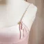 Schöne Rosa Perle Satin Ballkleider 2024 A Linie Spaghettiträger Ärmellos Rückenfreies Sweep / Pinsel Zug Ball Festliche Kleider