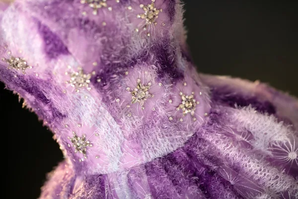 Amazing / Unique Lilac Tassel Rhinestone Sequins Prom Dresses 2025 Ball Gown Off-The-Shoulder Short Sleeve Backless Floor-Length / Long Prom Formal Dresses