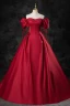 Elegante Burgunderrot Satin Ballkleider 2023 Ballkleid Off Shoulder Geschwollenes Kurze Ärmel Rückenfreies Lange Ball Festliche Kleider