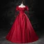 Elegante Burgunderrot Satin Ballkleider 2023 Ballkleid Off Shoulder Geschwollenes Kurze Ärmel Rückenfreies Lange Ball Festliche Kleider