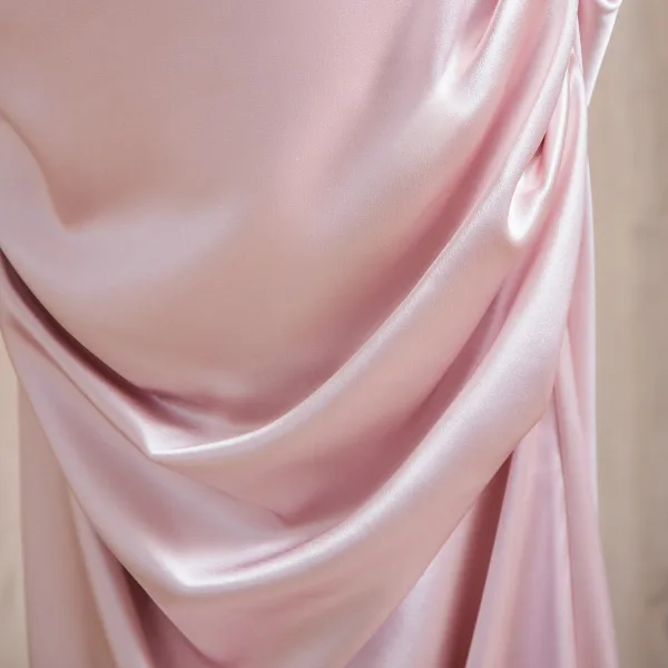 Sexy Blozen Roze Satijn Galajurken 2024 Trompet / Zeemeermin Strapless Mouwloos Ruglooze Sweep Trein Gala Gelegenheid Jurken