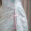 Chinese style Sky Blue Pearl Printing Split Front Prom Dresses 2024 A-Line / Princess Strapless Sleeveless Backless Floor-Length / Long Prom Formal Dresses