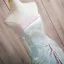Chinese style Sky Blue Pearl Printing Split Front Prom Dresses 2024 A-Line / Princess Strapless Sleeveless Backless Floor-Length / Long Prom Formal Dresses