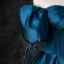 Vintage / Retro Ink Blue Satin Prom Dresses 2023 Ball Gown Square Neckline Puffy Short Sleeve Backless Floor-Length / Long Prom Formal Dresses