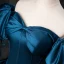 Vintage / Retro Ink Blue Satin Prom Dresses 2023 Ball Gown Square Neckline Puffy Short Sleeve Backless Floor-Length / Long Prom Formal Dresses