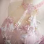 Charming Blushing Pink Pearl Sequins Lace Flower Prom Dresses 2024 Trumpet / Mermaid Halter Short Sleeve Backless Floor-Length / Long Prom Formal Dresses