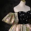 Elegant Black Beading Rhinestone Prom Dresses 2023 Ball Gown Off-The-Shoulder Puffy Short Sleeve Backless Floor-Length / Long Prom Formal Dresses