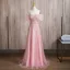 Bling Bling Blushing Pink Beading Prom Dresses 2024 A-Line / Princess Square Neckline Short Sleeve Backless Floor-Length / Long Prom Formal Dresses