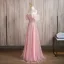 Bling Bling Blushing Pink Beading Prom Dresses 2024 A-Line / Princess Square Neckline Short Sleeve Backless Floor-Length / Long Prom Formal Dresses