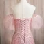 Bling Bling Blushing Pink Beading Prom Dresses 2024 A-Line / Princess Square Neckline Short Sleeve Backless Floor-Length / Long Prom Formal Dresses