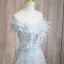 Glitzernden Himmelblau Applikationen Pailletten Ballkleider 2024 A Linie Bandeau Ärmellos Rückenfreies Sweep / Pinsel Zug Ball Festliche Kleider