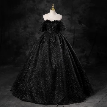 Charming Black Rhinestone Lace Flower Prom Dresses 2023 Ball Gown Scoop Neck Sleeveless Backless Floor Length Long Prom Formal Dresses