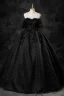 Charming Black Rhinestone Lace Flower Prom Dresses 2023 Ball Gown Scoop Neck Sleeveless Backless Floor-Length / Long Prom Formal Dresses