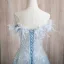 Glitzernden Himmelblau Applikationen Pailletten Ballkleider 2024 A Linie Bandeau Ärmellos Rückenfreies Sweep / Pinsel Zug Ball Festliche Kleider