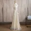 Sparkly Champagne Beading Appliques Prom Dresses 2024 A-Line / Princess Halter Sleeveless Backless Floor-Length / Long Prom Formal Dresses