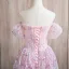Flower Fairy Blushing Pink Appliques Beading Sequins Prom Dresses 2024 A-Line / Princess Off-The-Shoulder Short Sleeve Backless Floor-Length / Long Prom Formal Dresses