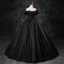 Elegant Black Glitter Prom Dresses 2023 Ball Gown Off-The-Shoulder Puffy Short Sleeve Backless Floor-Length / Long Prom Formal Dresses