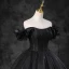 Elegant Black Glitter Prom Dresses 2023 Ball Gown Off-The-Shoulder Puffy Short Sleeve Backless Floor-Length / Long Prom Formal Dresses