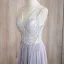 Sexy Lavendel Perlenstickerei Strass Pailletten Ballkleider 2024 A Linie Spaghettiträger Ärmellos Rückenfreies Lange Ball Festliche Kleider