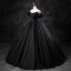 Elegant Black Glitter Prom Dresses 2023 Ball Gown Off-The-Shoulder Puffy Short Sleeve Backless Floor-Length / Long Prom Formal Dresses
