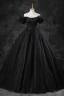 Elegant Black Glitter Prom Dresses 2023 Ball Gown Off-The-Shoulder Puffy Short Sleeve Backless Floor-Length / Long Prom Formal Dresses