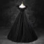 Elegant Black Glitter Prom Dresses 2023 Ball Gown Off-The-Shoulder Puffy Short Sleeve Backless Floor-Length / Long Prom Formal Dresses