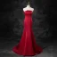 Charmant Bordeaux Satin Robe De Soirée 2023 Trompette / Sirène Bustier Sans Manches Dos Nu Noeud Train De Balayage Soirée Robe De Ceremonie