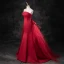 Charmant Bordeaux Satin Robe De Soirée 2023 Trompette / Sirène Bustier Sans Manches Dos Nu Noeud Train De Balayage Soirée Robe De Ceremonie