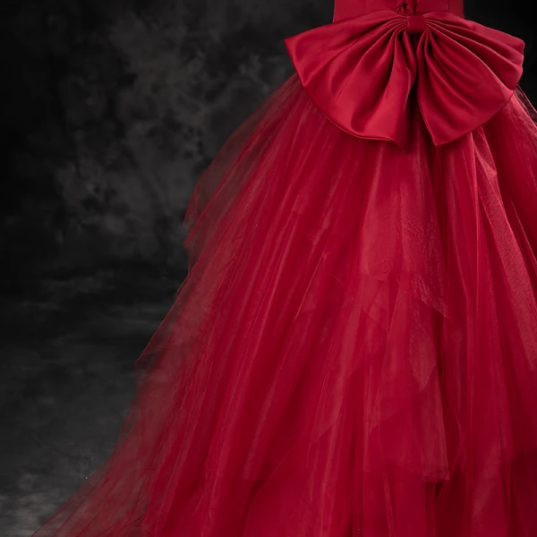 Charmant Bordeaux Satin Robe De Soirée 2023 Trompette / Sirène Bustier Sans Manches Dos Nu Noeud Train De Balayage Soirée Robe De Ceremonie