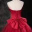 Charmant Bordeaux Satin Robe De Soirée 2023 Trompette / Sirène Bustier Sans Manches Dos Nu Noeud Train De Balayage Soirée Robe De Ceremonie
